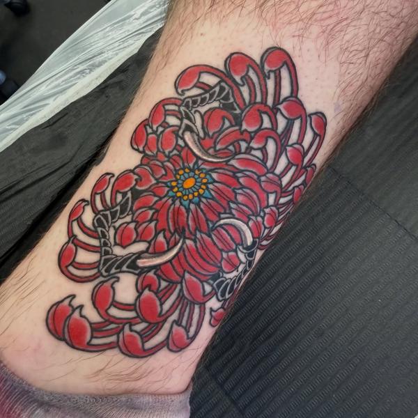 Japanese japanese chrysanthemum tattoo by @nickfarbeyond