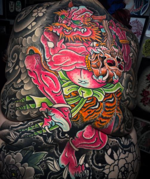 Japanese mythical creature tattoo by @nickcarusotattoo