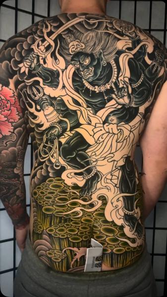 Japanese mythical warrior tattoo by @nickcarusotattoo