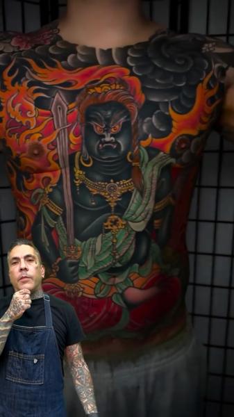 Japanese fierce deity tattoo by @nickcarusotattoo