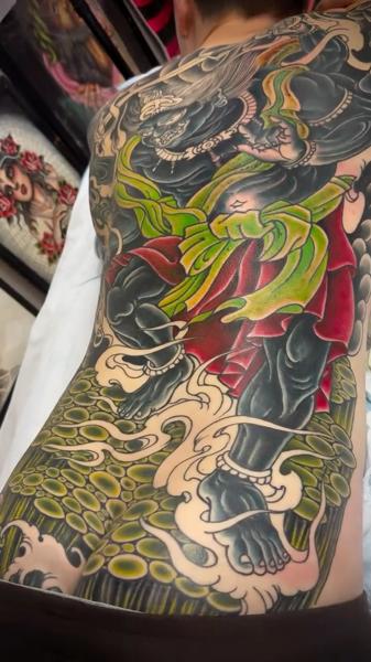 Japanese mythical figure tattoo by @nickcarusotattoo
