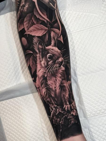 Realism squirrel portrait tattoo by @littlenicktattoo