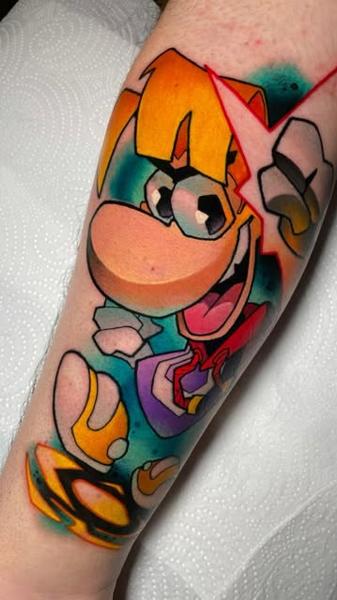 Anime cartoon character tattoo by @fodas_tats