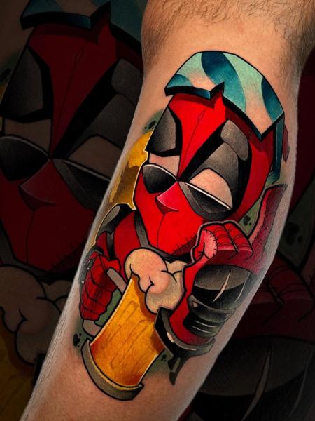 New school cartoon character tattoo by @fodas_tats