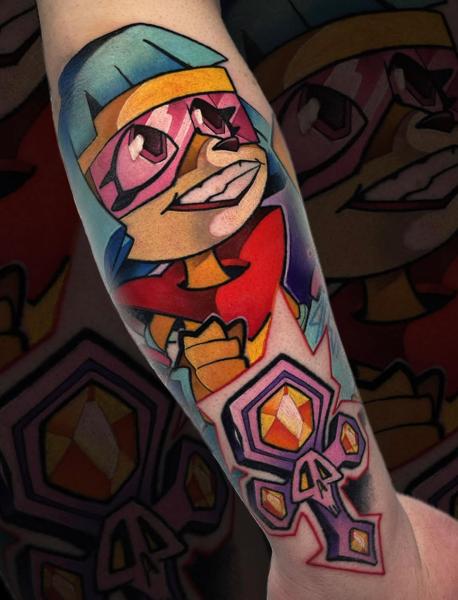 Anime cartoon character tattoo by @fodas_tats
