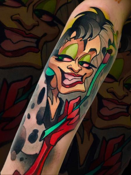 New school cartoon villain tattoo by @fodas_tats