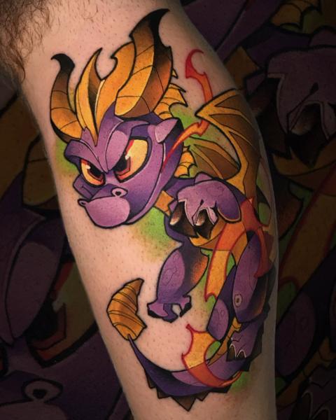 Anime cartoon dragon tattoo by @fodas_tats