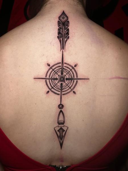 Geometric geometric compass tattoo by @mrduke__inkaholic