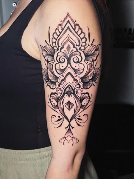 Ornamental ornamental bird tattoo by @mrduke__inkaholic