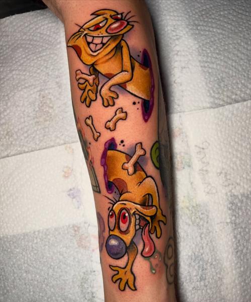 Anime cartoon character tattoo by @peri_tattoo_