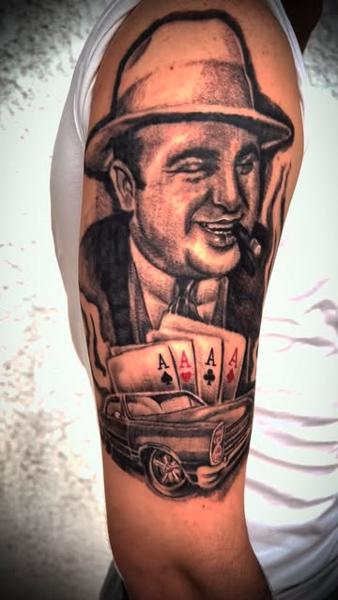 Realism gangster portrait tattoo by @nikosrodis