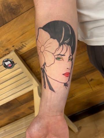Anime woman with flower tattoo by @nikosrodis