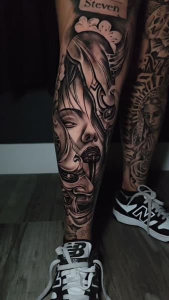 Realism abstract face tattoo by @nmrebel