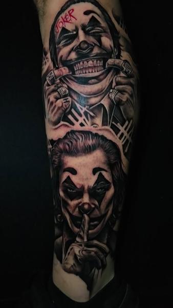 Realism joker portraits tattoo by @nmrebel