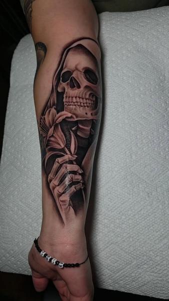 Realism grim reaper tattoo by @nmrebel