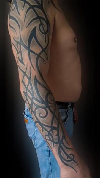 Tribal tribal pattern tattoo by @oleg_narvski