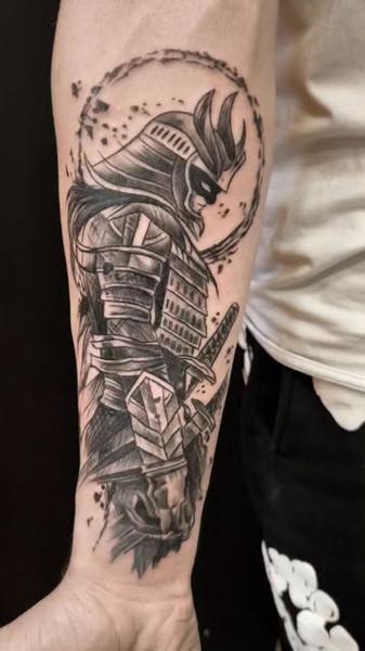 Illustrative armored samurai tattoo by @oleg_narvski
