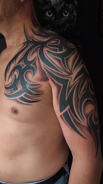 Tribal tribal pattern tattoo by @oleg_narvski