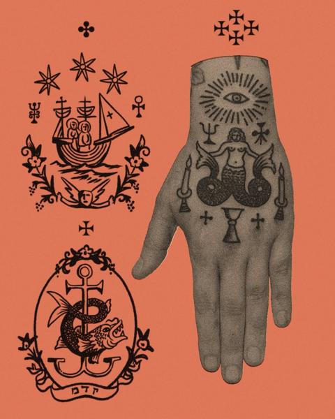 Traditional mermaid and symbols tattoo by @or_kantor