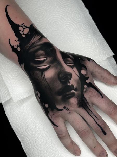 Realism dripping face tattoo by @oscar.tttst_