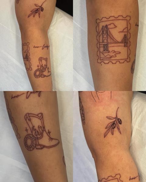 Fine line bridge stamp tattoo by @paigehutchinson_tattoo