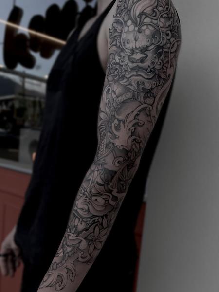 Japanese japanese masks tattoo by @tattoopaiges