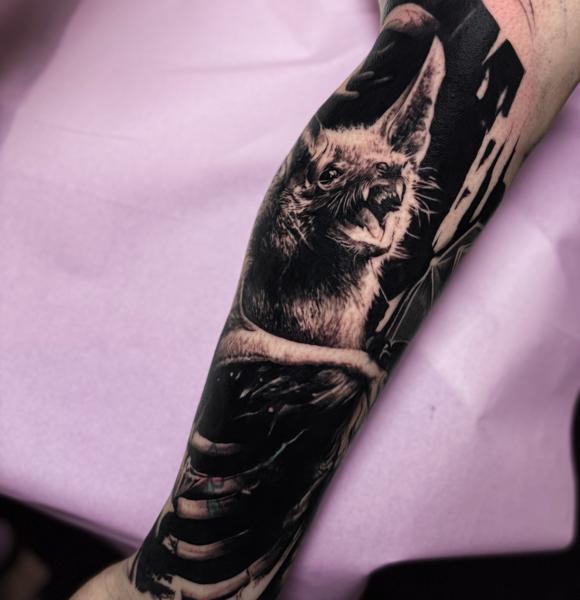 Realism bat tattoo by @pain4pleasure.tattoo