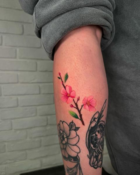 Realism cherry blossoms tattoo by @kristeake.tattoo