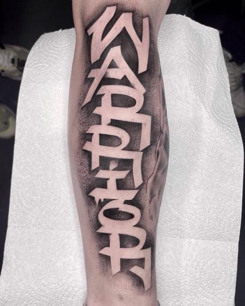 Lettering warrior lettering tattoo by @lune82er