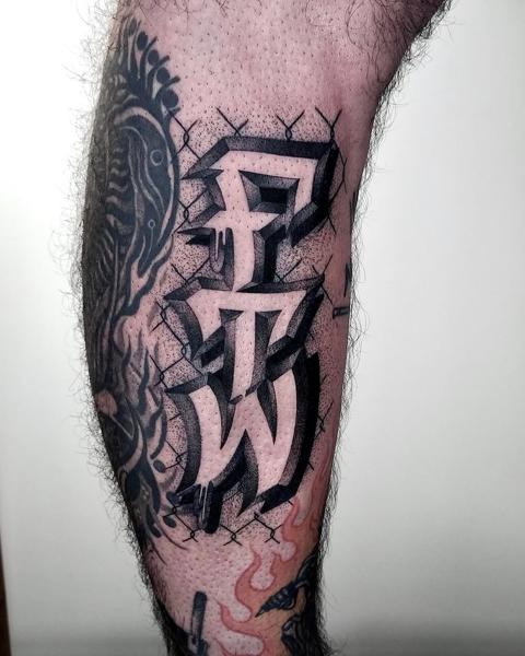 Blackwork lettering tattoo by @lune82er
