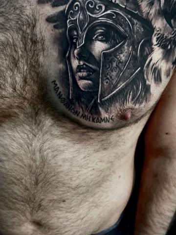 Realism warrior woman tattoo by @panayiotis_so