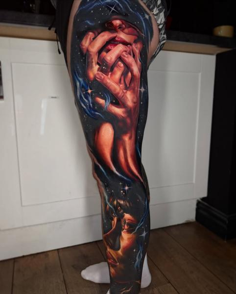 Realism cosmic hands tattoo by @k_peanut_