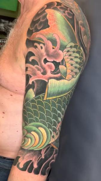 Japanese japanese koi fish tattoo by @philmoody_tattoos