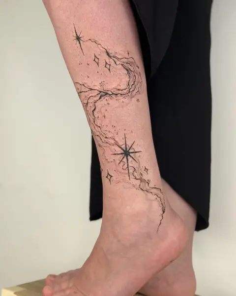 Fine line celestial river tattoo by @artbymateospi