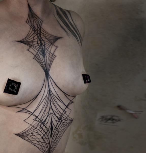 Geometric geometric web tattoo by @piluvonwehrmak