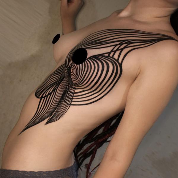 Linework abstract lines tattoo by @piluvonwehrmak