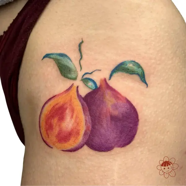 Realism colorful figs tattoo by @buggietattoostudio