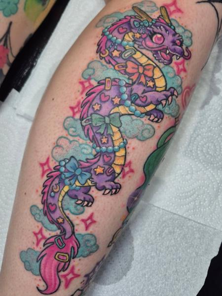 Anime colorful dragon tattoo by @pixierobsontattoo