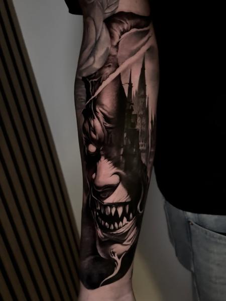 Realism demonic face tattoo by @plamenkozarov