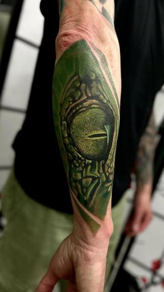 Color realism reptilian eye tattoo by @rafaels_art_and_tattoo