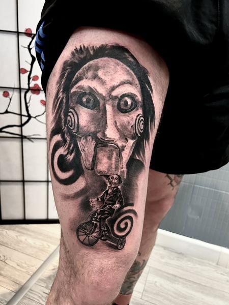 Realism jigsaw puppet tattoo by @rafaels_art_and_tattoo