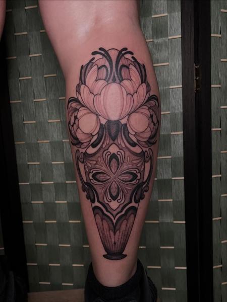 Ornamental ornamental design tattoo by @raniatattoos
