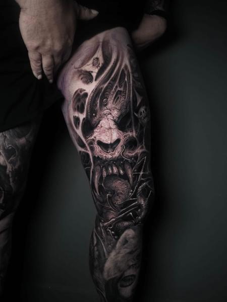 Realism abstract skull tattoo by @raydems