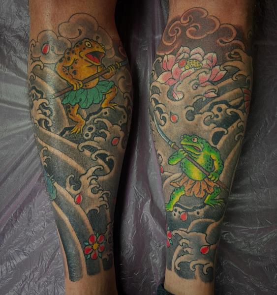 Japanese samurai frogs tattoo by @richpearson