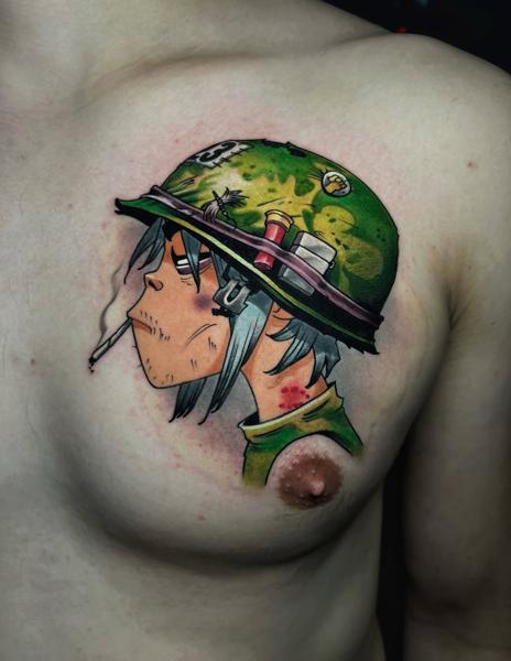 Anime anime soldier tattoo by @rino__tattoo