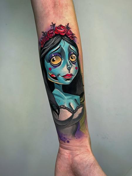 Color realism corpse bride tattoo by @rino__tattoo