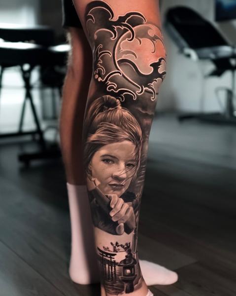 Realism japanese portrait tattoo by @robbieflaviani