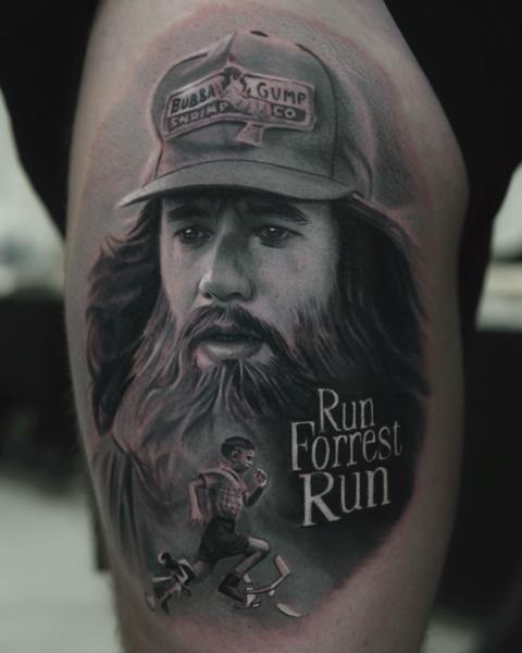 Realism forrest gump portrait tattoo by @robbieflaviani