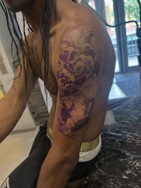 Japanese japanese waves tattoo by @noka.tattoo