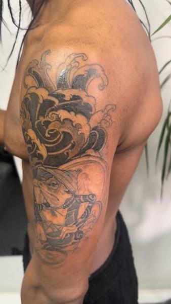 Japanese japanese waves tattoo by @noka.tattoo